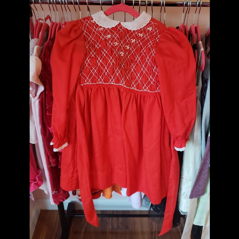 VINTAGE Polly Flinders Red Christmas dress 6X